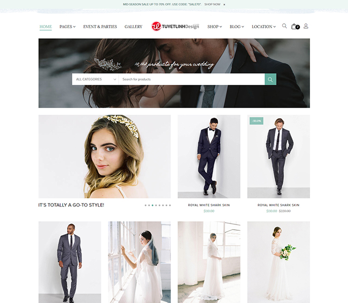 Mẫu website áo cưới - WDAC-00093