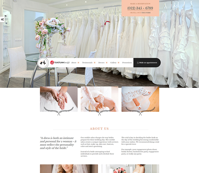 Mẫu website ảnh viện áo cưới - WDAC-00193