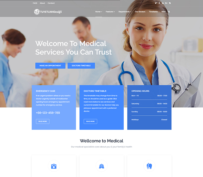 Mẫu website bệnh viên, y tế, dược - WDBV-00340