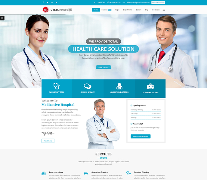 Mẫu website bệnh viên, y tế, dược - WDBV-00342