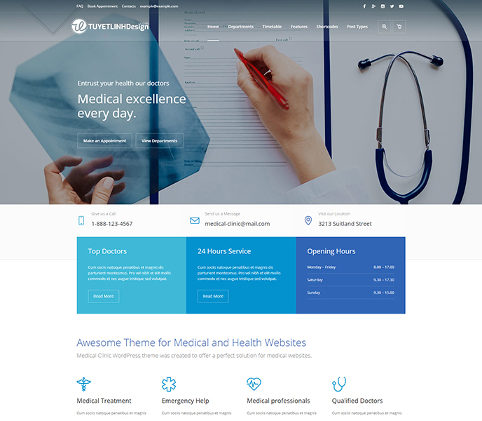 Mẫu website bệnh viên, y tế, dược - WDBV-00343