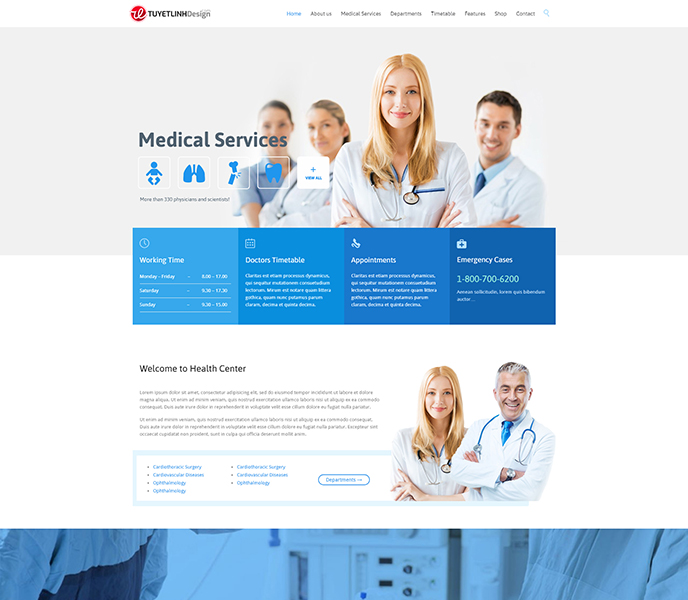 Mẫu website bệnh viên, y tế, dược - WDBV-00344