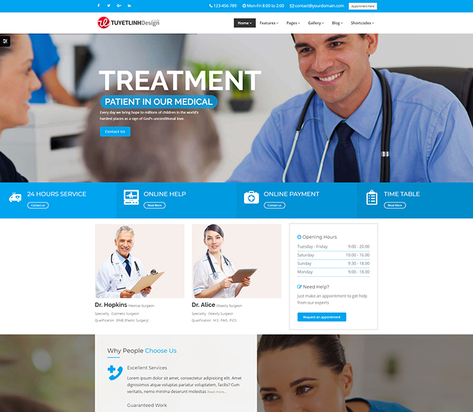 Mẫu website bệnh viên, y tế, dược - WDBV-00345