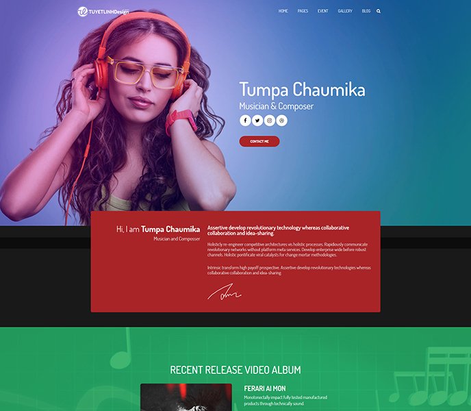 Mẫu website âm nhạc - WDAN-00076