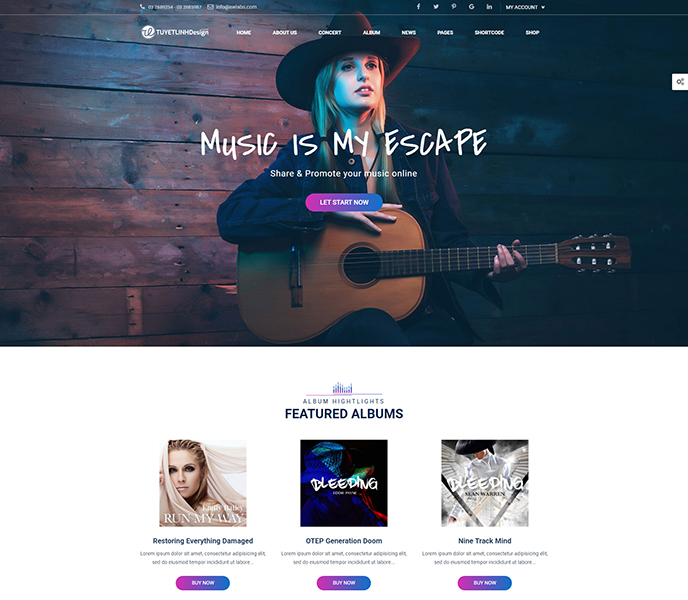 Mẫu website âm nhạc - WDAN-00112