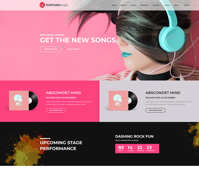 Mẫu website âm nhạc - WDAN-00113