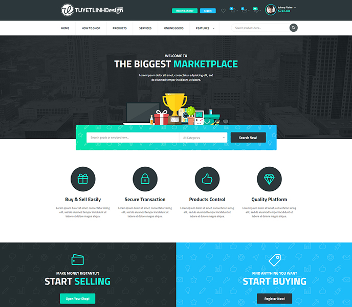 Mẫu website rao vặt, đấu giá - WDRV-00357