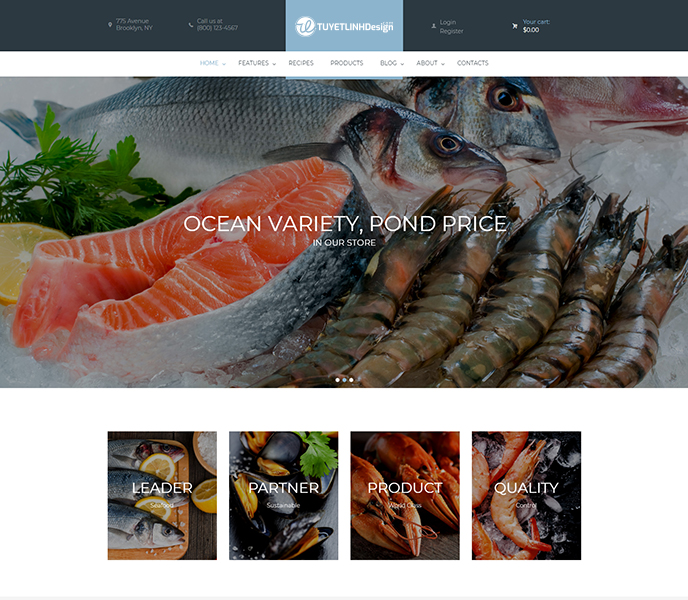 Mẫu website thủy sản, hải sản - WDTHS-00346