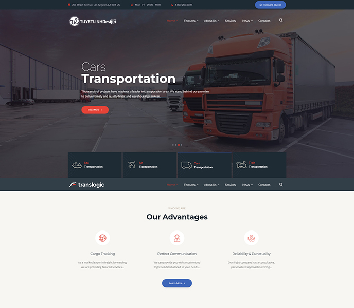 	 Mẫu website vận chuyển, kho bãi - WDVCKB-00249