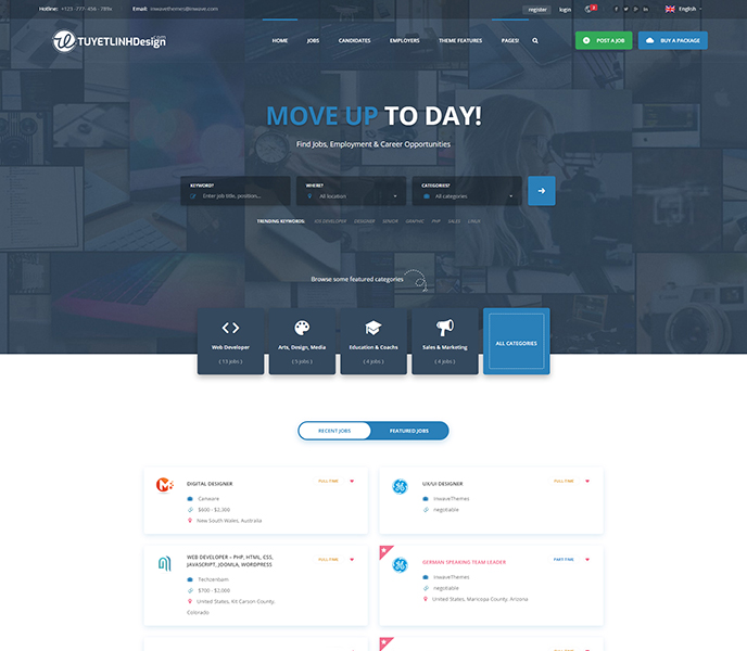 Mẫu website tìm việc làm, tuyển dụng - WDVLTD-00259