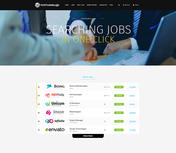 Mẫu website tìm việc làm, tuyển dụng - WDVLTD-00261