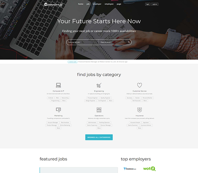 Mẫu website tìm việc làm, tuyển dụng - WDVLTD-00264